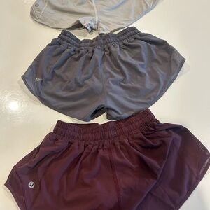 Lululemon Women's Athletic Shorts LOT - 3 PAIRS - Gray, Burgundy, Silver Size 2